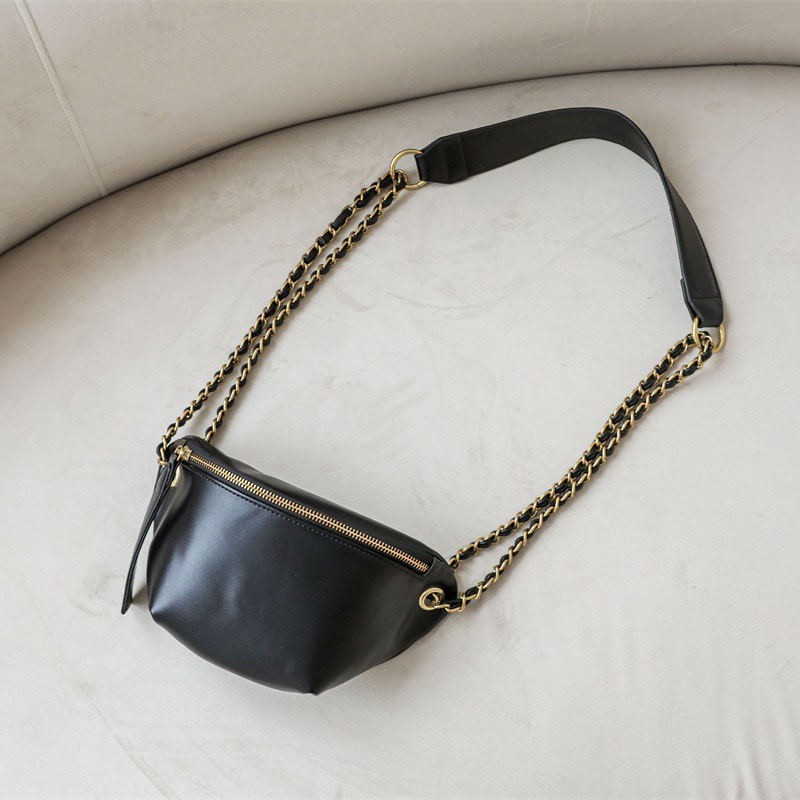 IELGY crossbody ins classic black fashion item small ck chain all-match Chest bag retro one shoulder