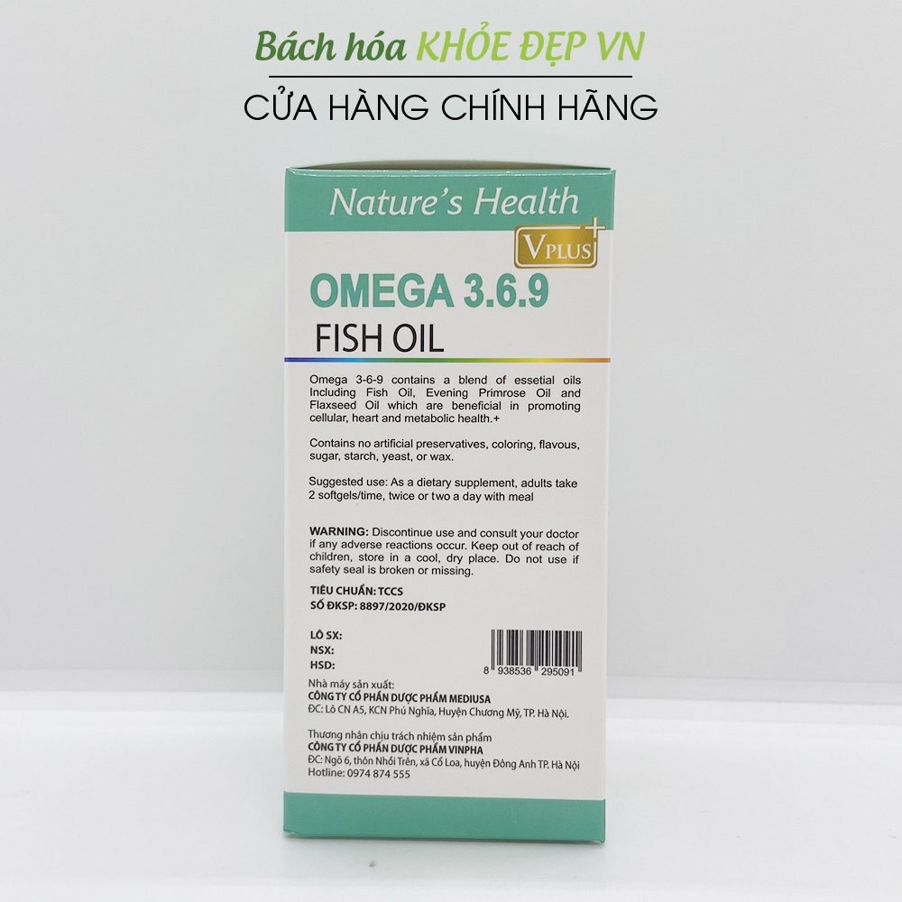 Viên dầu cá Omega 3 6 9 Dầu hạt lanh, dầu gấc, hoa anh thảo - 100 viên