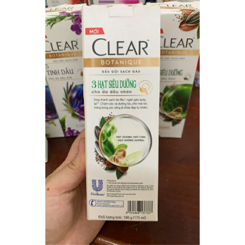 Dầu gội clear Botanique 3 hạt siêu dưỡng 180g