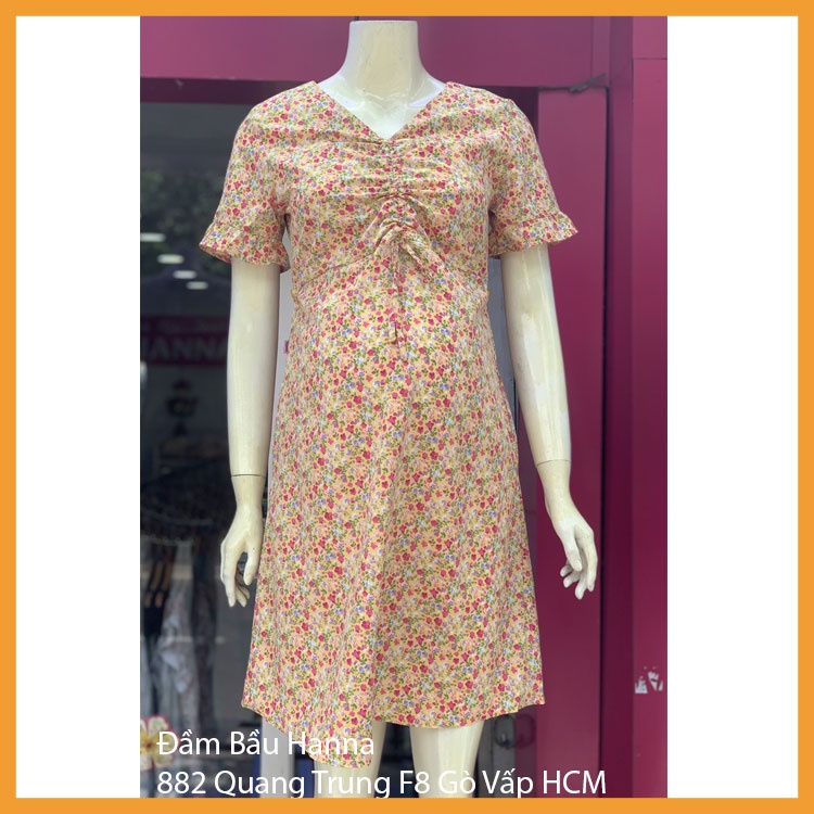 [SIZE 40-80KG] ĐẦM BẦU VÁY BẦU CÔNG SỞ HANNA, LỤA HOA KIỂU, VẢI 1 LỚP MỀM MÁT MẶC MÙA HÈ, DÁNG GỌN, MẶC BẦU VÀ SAU SINH