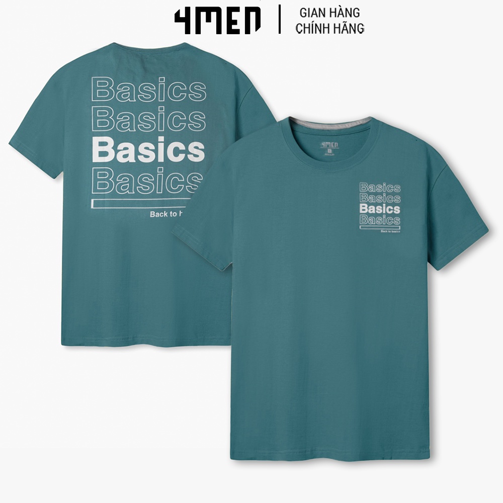 Áo Thun Nam 4MEN AT070 cổ tròn, tay ngắn, form Regular in chữ Back To Basics trẻ trung, năng động, thoáng mát có độ co g