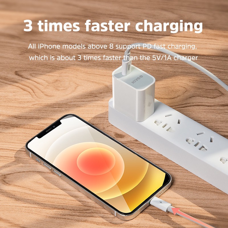 [Kivee]Sạc 20W AT30 Fast Charger cổng vào Type-C ra dành cho IP11 ,12