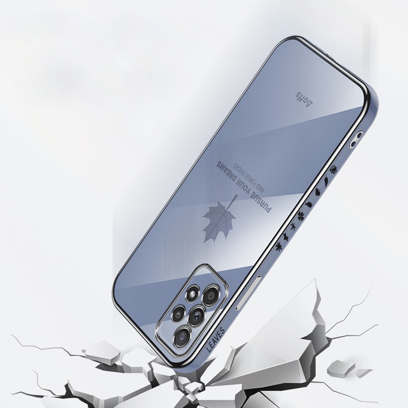 Ốp Điện Thoại KOOSUK Bằng Silicon Mạ Khung Vuông Họa Tiết Lá Phong Cho Samsung Galaxy A52 A72 A32 A21S A51 A52S A10S A20S