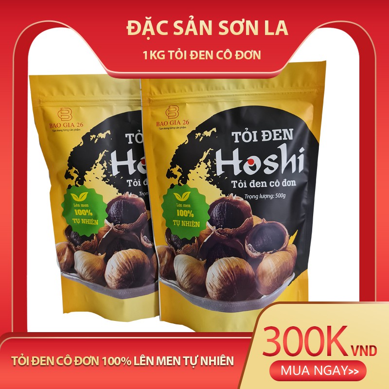 [1000g] Tỏi đen cô đơn HoShi 100% lên men tự nhiên 90 ngày (Loại 1 - Normal)