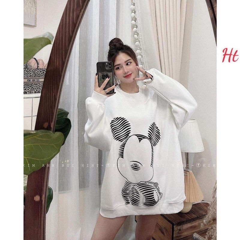 Áo Swearter nỉ cotton chuột kẻ ngang H2A