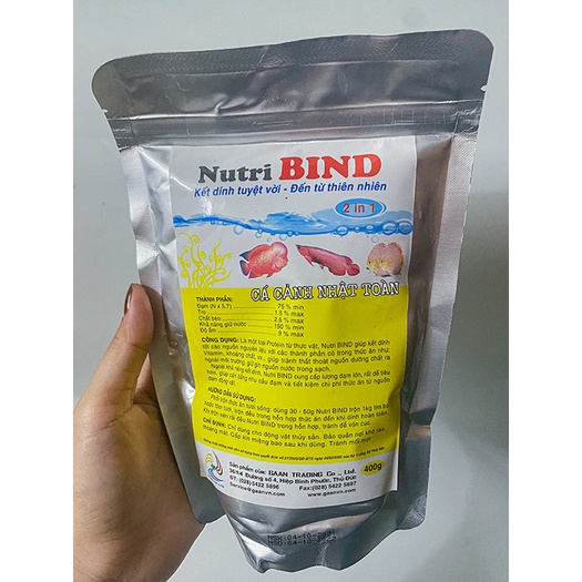 NUTRI BIND KẾT DÍNH TỰ NHIÊN TRỘN TÔM, TIM BÒ THỨC ĂN CHO CÁ 400G