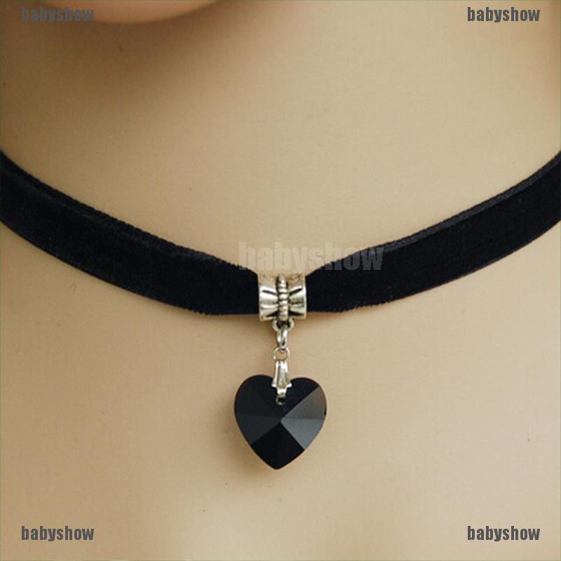 Vòng Cổ Choker Nhung Mặt Trái Tim 80 90s Phong Cách Gothic Cho Bé