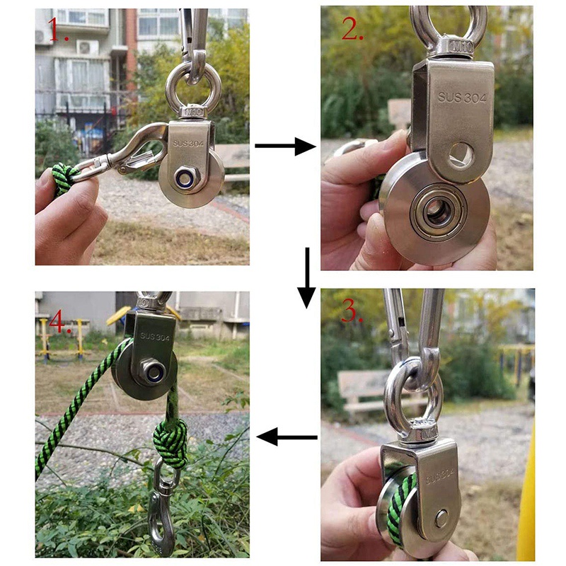 Ròng rọc xoay loại U Vòng bi hai mặt bằng thép không gỉ Vòng bi im lặng có thể tháo rời 360 độ Bánh xe kéo hạng nặng