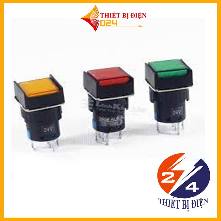 Nút Nhấn Đề Vuông 220VAC AL6 - A Nhấn Giữ Có Đèn Nhiều Màu