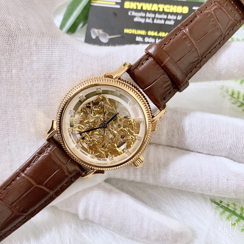 Đồng hồ cơ nam picter style dây da bát mã-Mã đáo thành công chạy máy cơ,bảo hành 12 tháng