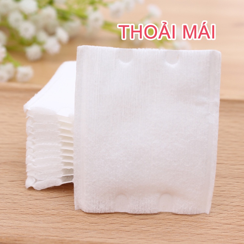 Bông tẩy trang 100% cotton 3 lớp mềm mịn thấm hút cực tốt Bông tẩy trang 100 miếng/bịch -URB-HZM