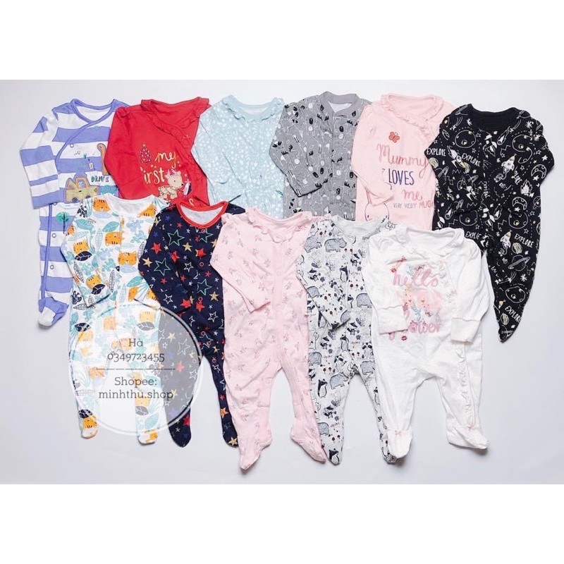 Body cotton liền tất geogre- Sleepsuit (100% cotton Cambodia-Không chọn mẫu)