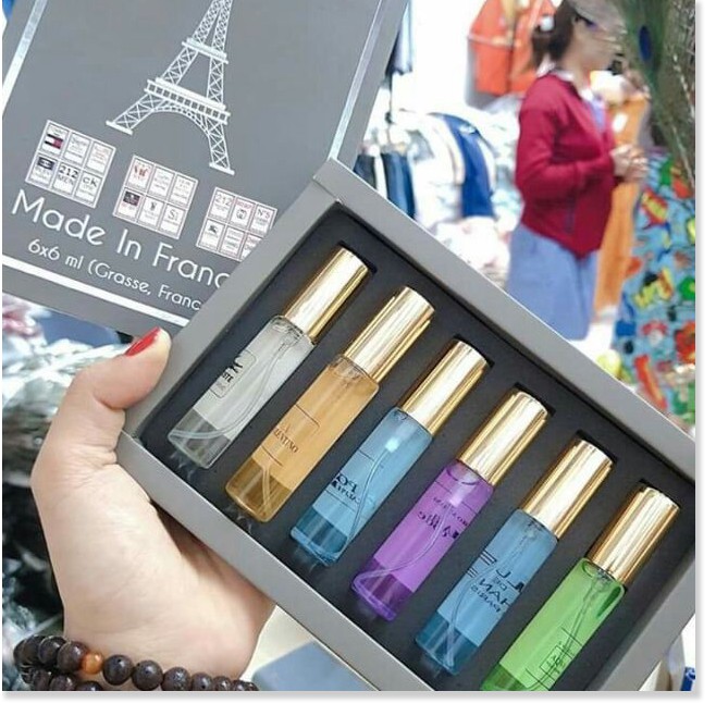 Bộ Nước Hoa Tháp 6 Chai Quý Phái, Set nước hoa nam giá rẻ, Set France Perfume, Tinh dầu nước hoa Pháp