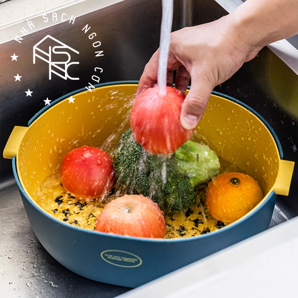 Rổ nhựa hai lớp đựng trái cây rau củ SY1727 (Màu ngẫu nhiên)