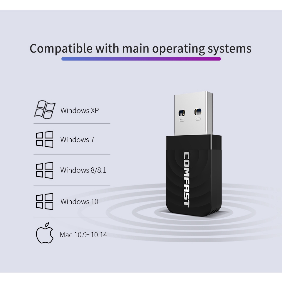 Usb Wifi 1300mbps 2.4g / 5.8g Ac Cho Windows 10 / Vista Keep