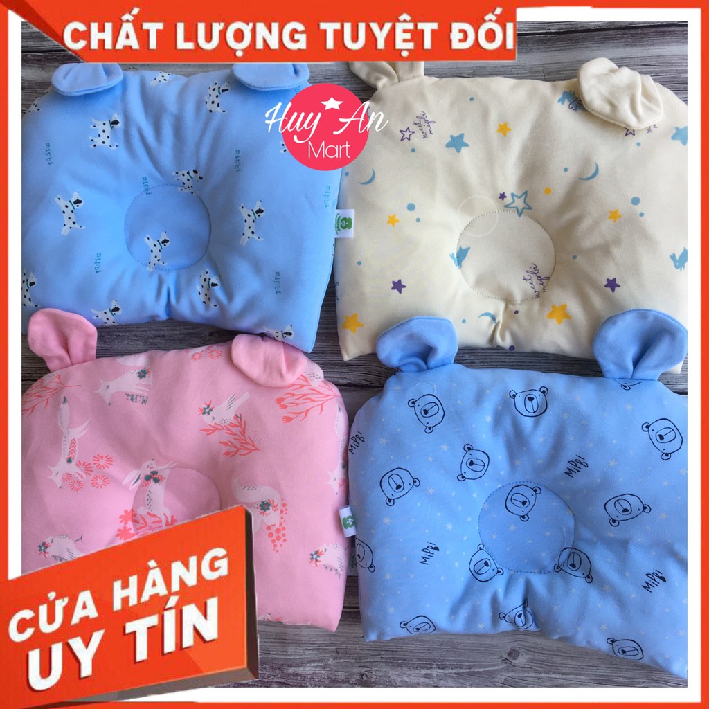 Gối lõm chống bẹp đầu 100% Cotong CHÍNH HÃNG Gối lõm sơ sinh thấm hút mồ hôi IN HÌNH HỌA TIẾT ĐÁNG YÊU