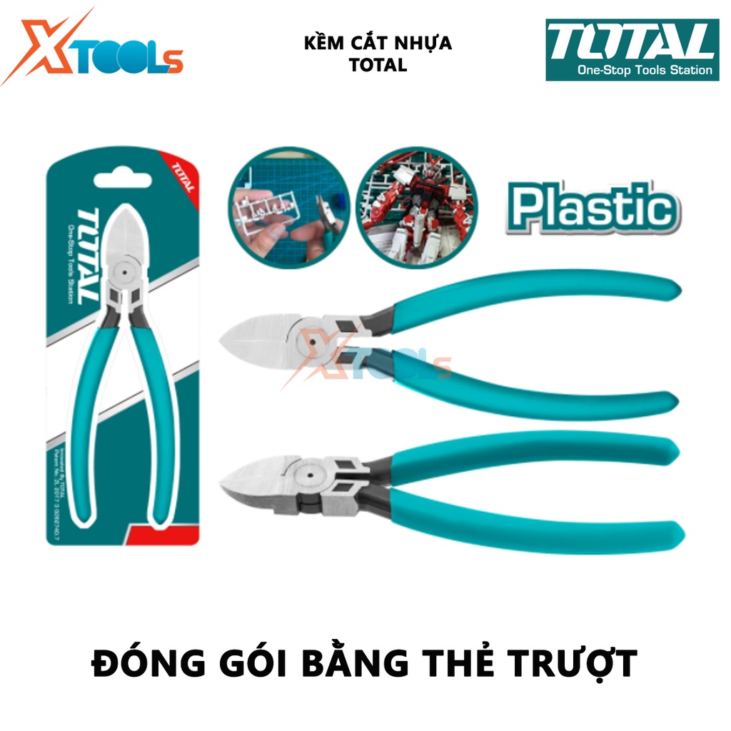 Kìm cắt nhựa Total | Kềm cắt nhựa Kích thước: 6&quot;/ 160mm Đầu kềm mạ đen bóng, dùng để cắt các loại vật liệu bằng nhựa [CH