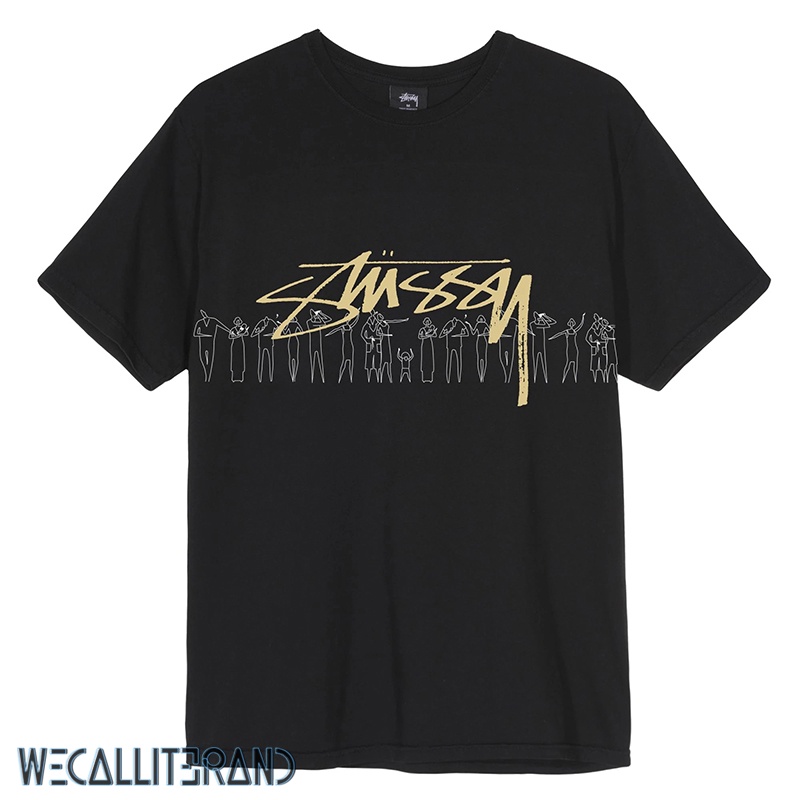Stussy áo thun tay ngắn kẻ sọc ngang thời trang cho cặp đôi