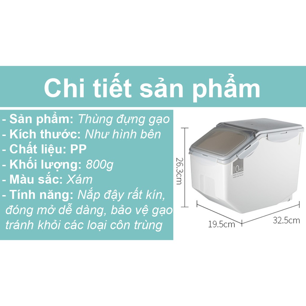 Thùng Nhựa Đựng Gạo Thông Minh 10kg Đa Năng Đựng Ngũ Cốc, Đồ Ăn Khô cho Động Vật