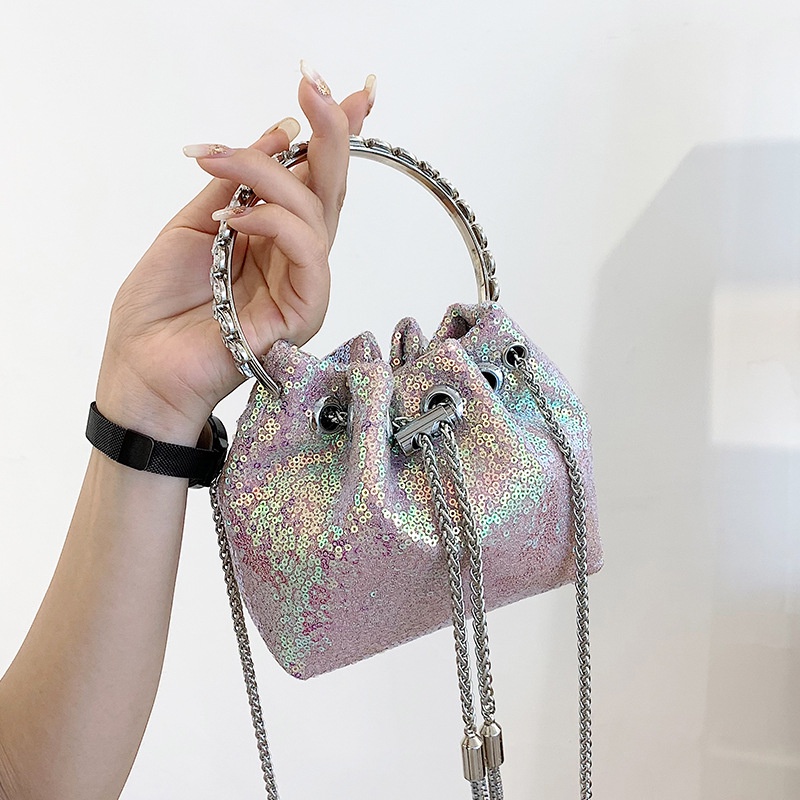 Túi đeo chéo mini IELGY đính sequin phối dây xích thời trang dành cho nữ