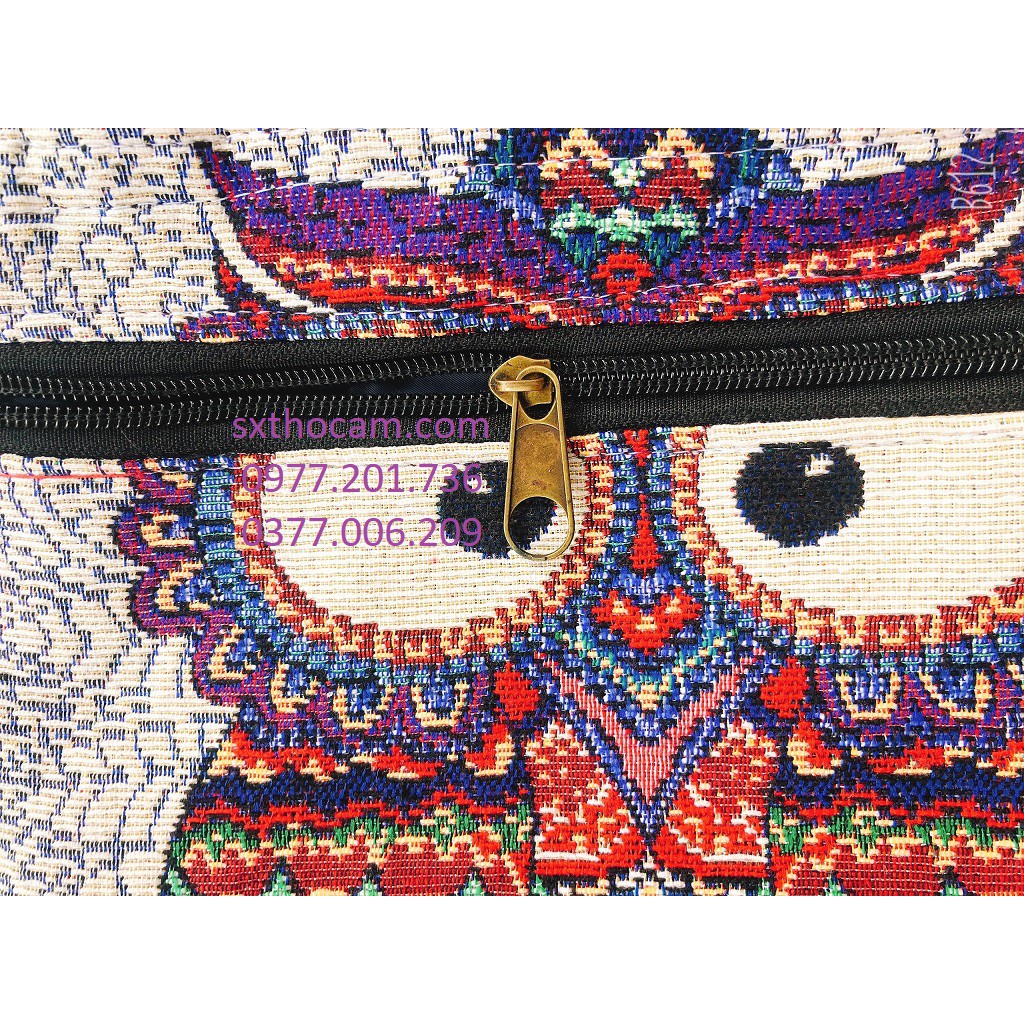 Túi Thổ Cẩm đeo chéo đính chuông họa tiết hình