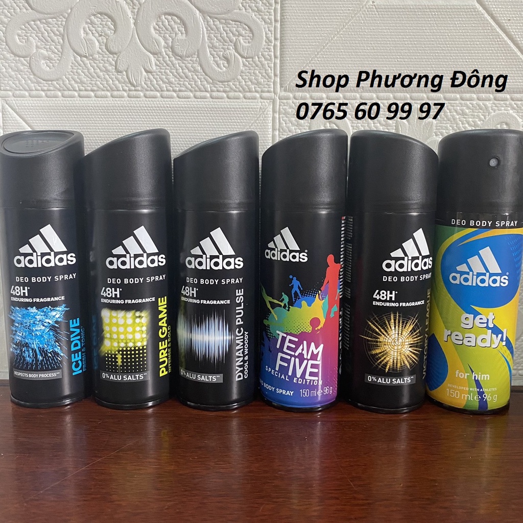 Xịt khử mùi toàn thân Adidas khô thoáng và ngăn ngừa mùi cơ thể 24h 150ml