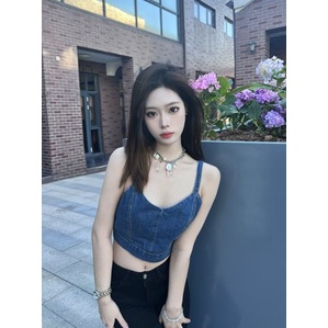 Sẵn hàng Áo Denim Hotgirl, áo yếm nữ mới nhất 2023