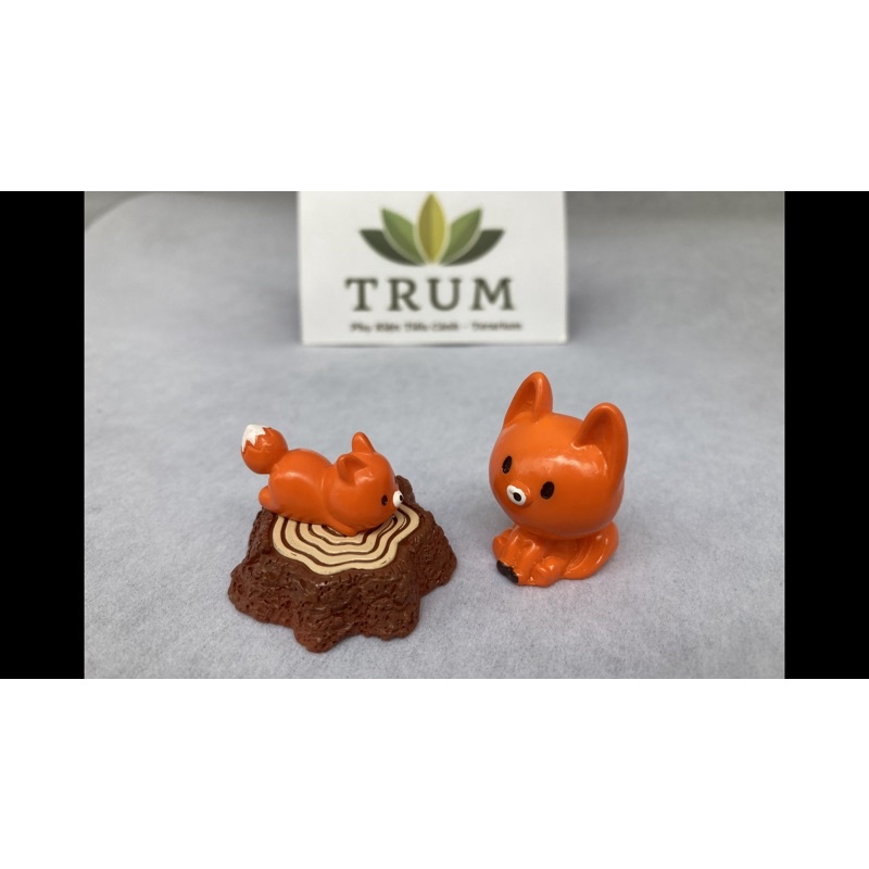 Bộ 3 Đôi Hồ Ly Và Gốc Cây phụ kiện tranh trí tiểu cảnh terrarium