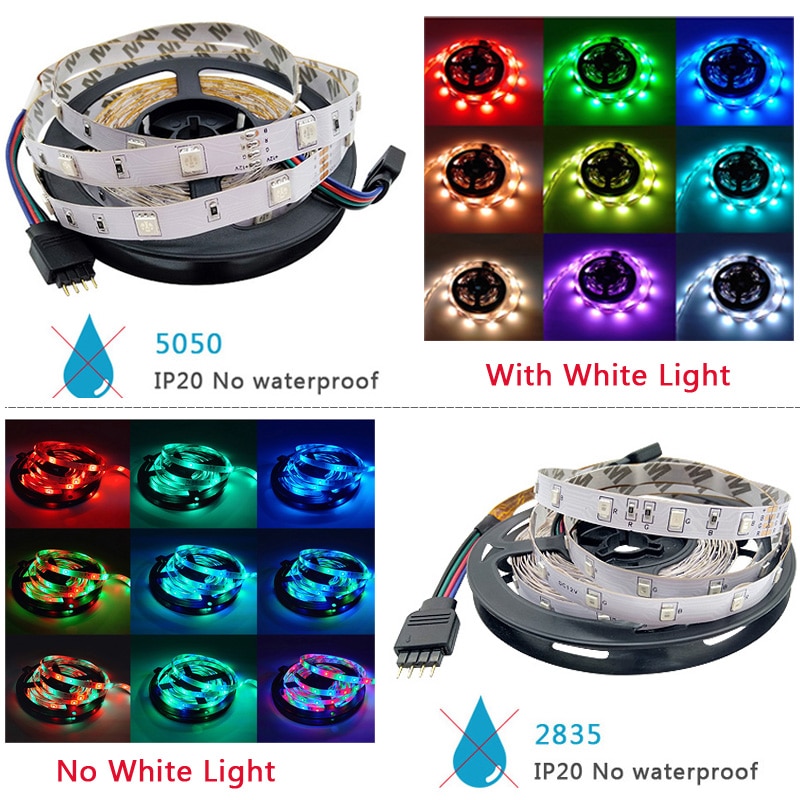 GBKOF RGB LED Strip Light SMD 2835/5050 No Waterproof Leds Tape Diode Ribbon LED Lights Lamp Music WiFi Controller AC 220V DC 12V Adapter
