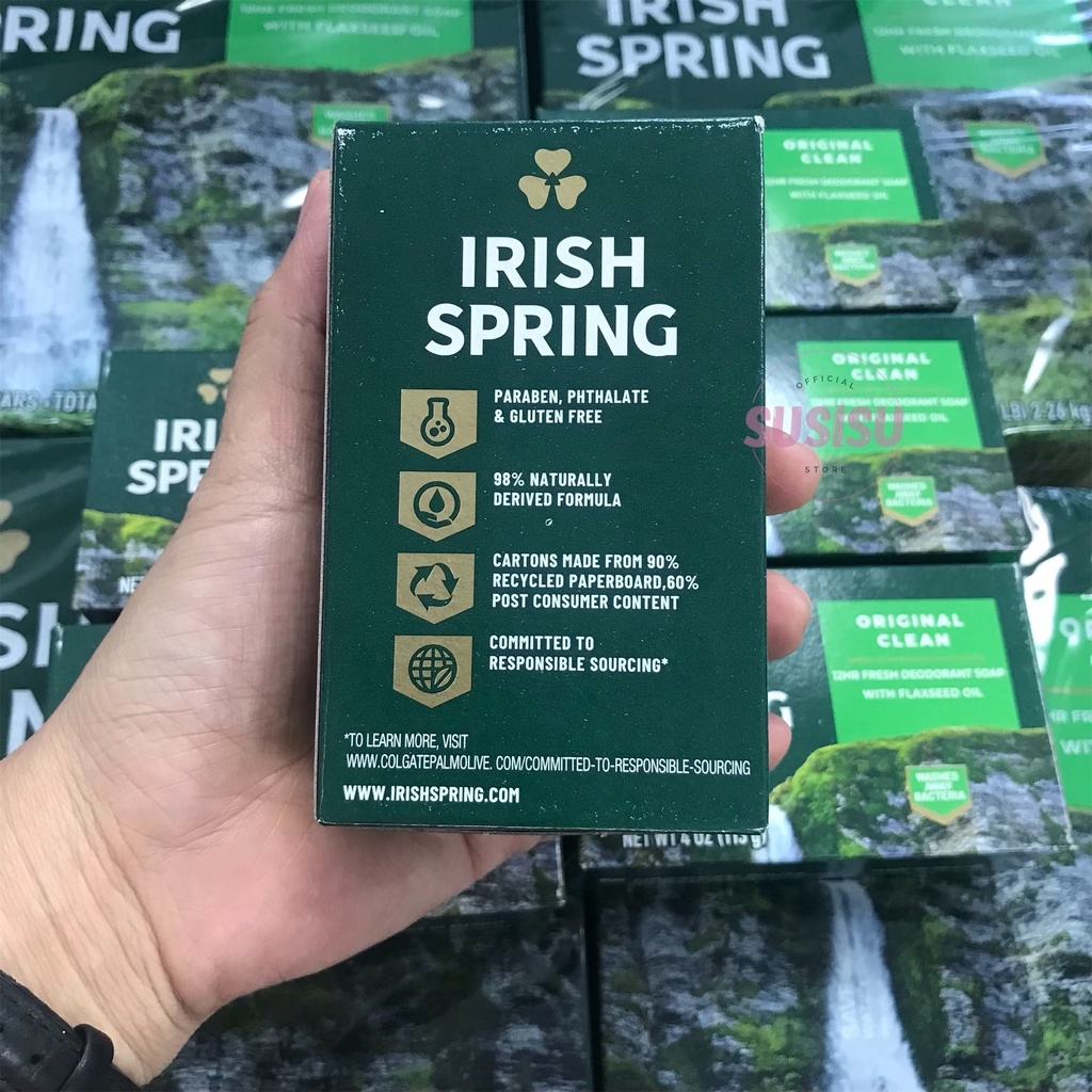 Xà bông cục Irish Spring Deodorant Soap Original hàng Mỹ | Xà phòng tắm thơm Mỹ 113g