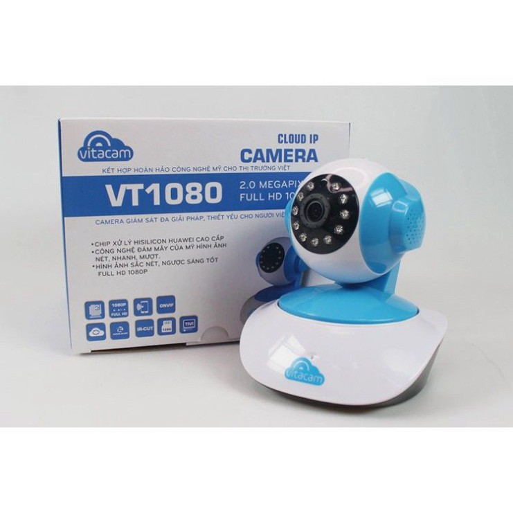 [Mã ELMS4 giảm 7% đơn 500K] CAMERA VITACAM VT1080 - IP 2.0MPX FULL HD 1080P, XOAY 355 ĐỘ - Hàng chính hãng