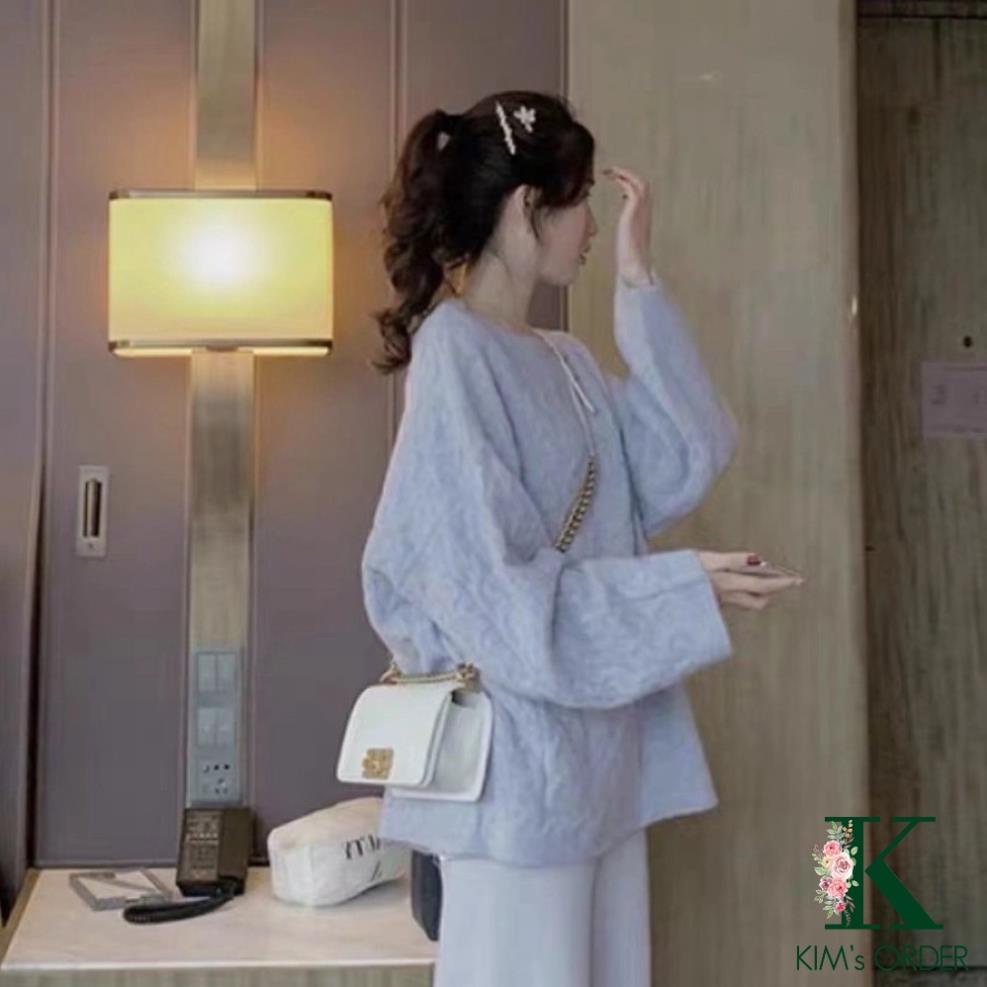 Áo len nữ màu trắng be form rộng sweater cổ tròn dài tay chất len vặn thừng dày dặn cao cấp phong cách Hàn Quốc | BigBuy360 - bigbuy360.vn
