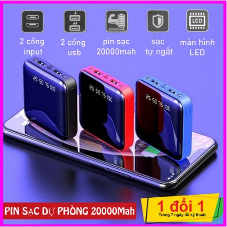 [ Hàng Chuẩn ] Sạc dự phòng Powerbank 20000 mAh Sạc Siêu Nhanh, Kiểu Dáng Siêu Gọn