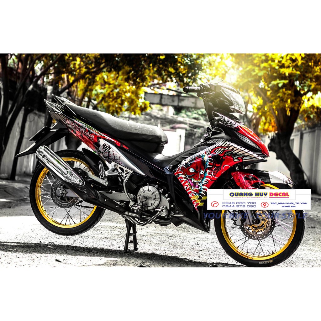 Tem trùm exciter 135 ♦FREESHIP♦ đỏ đen yakuza, độ team decal xe ex dán đời 2011-2014