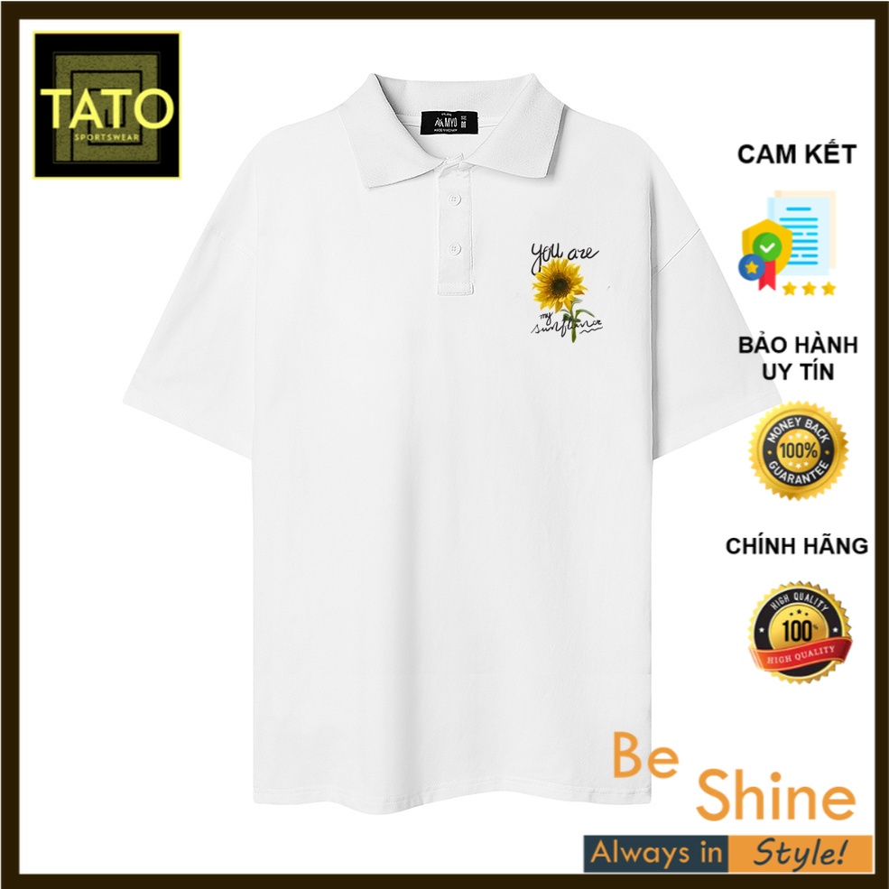 Áo Polo Basic Unisex TATO In Hình Hoa Hướng Dương Vải Thun Cá Sấu Mềm Mịn Phong Cách Trẻ Trung - TATO Unisex Clothing