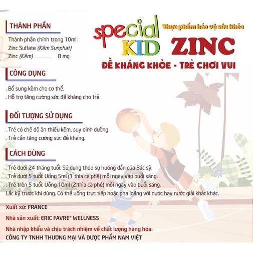 [CHÍNH HÃNG PHÁP] SPECIAL KID ZINC BỔ SUNG KẼM CHO BÉ 125ml