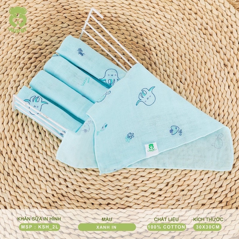 Khăn sữa in hình Mipbi cao cấp 2 lớp 100% cotton tự nhiên KSH
