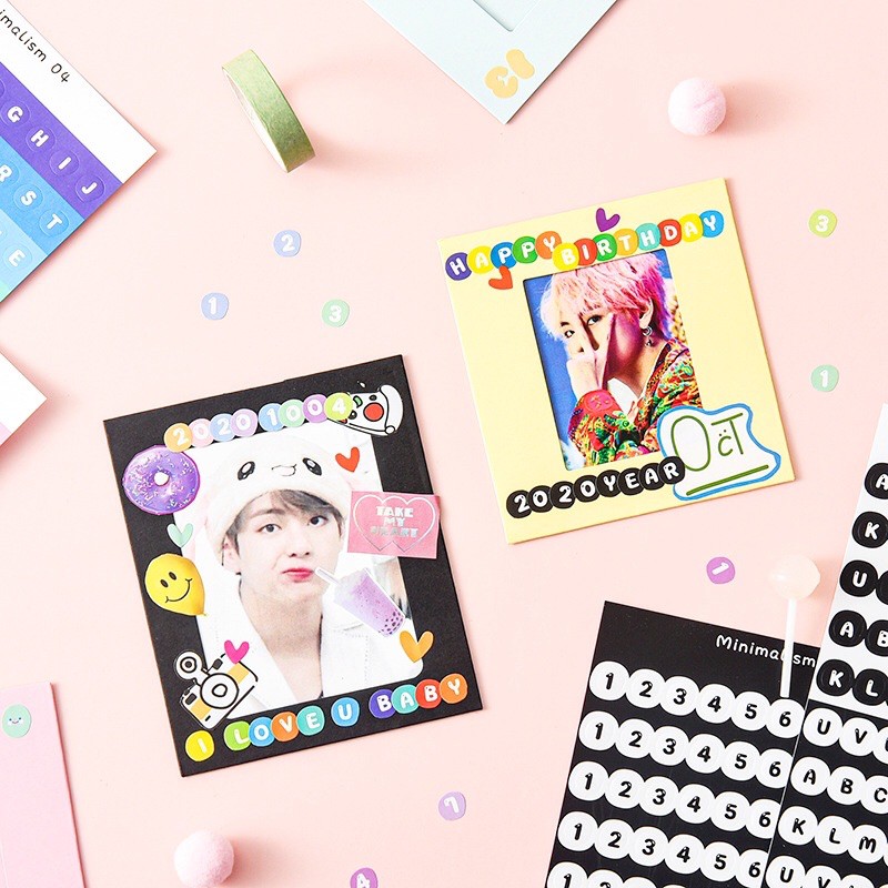 Set 2 tấm sticker số đếm và chữ cái trang trí bullet journal phong cách minimalism