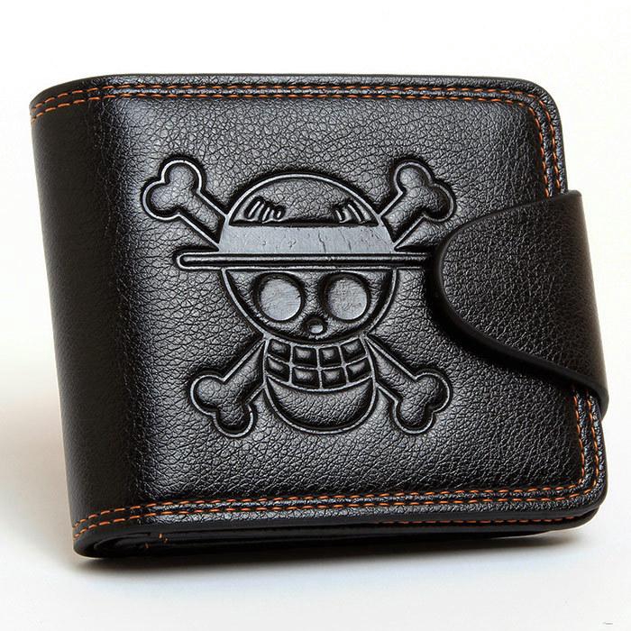 One Piece Road Flight Dompet One Piece Mũ Rơm Logo Ví Da PU Hitam Pendek - Quốc Tế