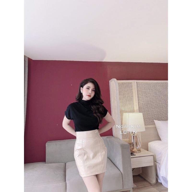 Chân váy da bóng cạp cao QC hot hit | BigBuy360 - bigbuy360.vn