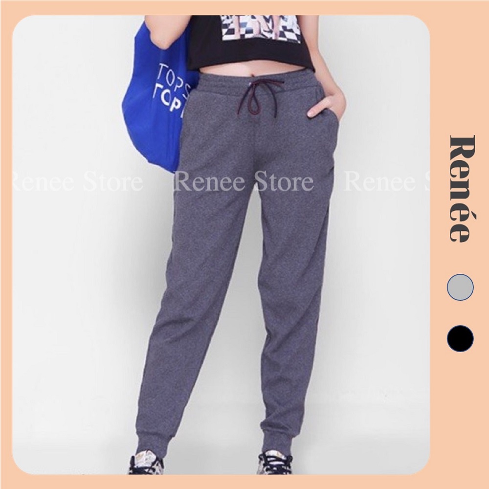 Quần Jogger RENEE Cao Cấp - Quần Jogger Nữ Len Tăm Bo Gấu Thể Thao Cá Tính Chất Co Giãn - D02