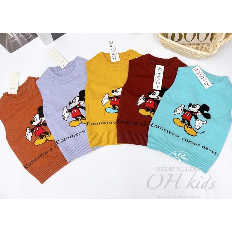 Áo gile len mịn Quảng châu chú Cừu cho bé trai 8-16kg