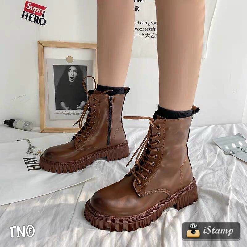 Boot dây buộc da bò khoá cạnh fullbox