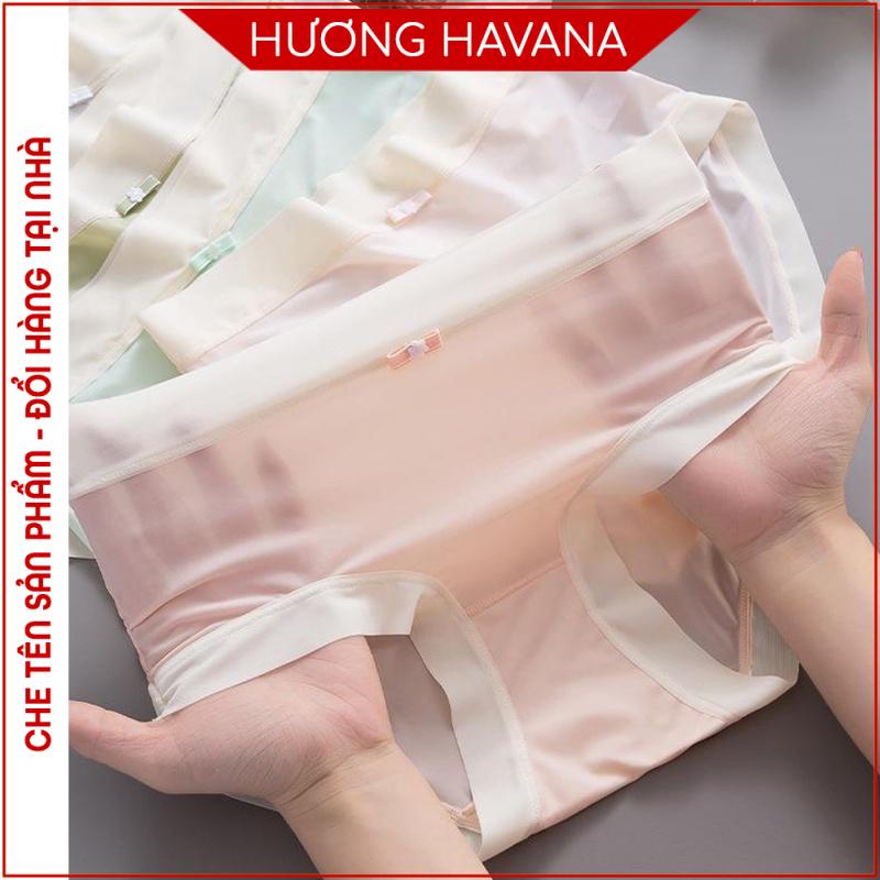 Quần lót nữ lụa băng - Quần chip nữ siêu co giãn đính nơ màu pastel rất đẹp Havana FLQ179