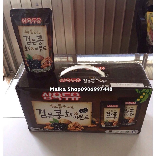 Nước óc chó đậu đen hạnh nhân thùng 20 túi x 195ml