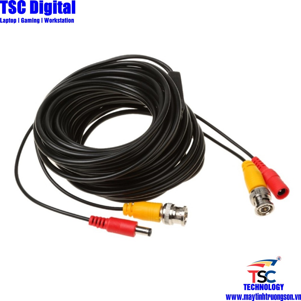 Dây Cable Tín Hiệu Camera 20M | Kèm Dây Nguồn Đúc Sẵn Rắc BNC & Rắc Nguồn Âm Dương DC