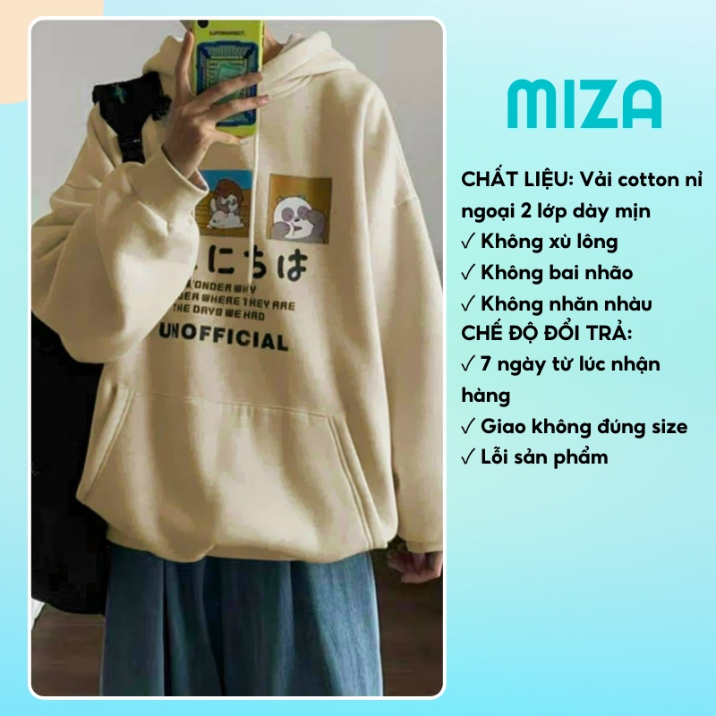 Áo hoodie nam nữ unisex nỉ ngoại cao cấp da cá form rộng có mũ ulzzang hàn quốc cặp đôi local brand cute zip UNOFFICIAL