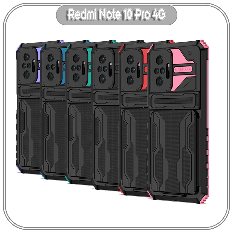 Ốp lưng 4 góc chống sốc cho Xiaomi Redmi Note 10 Pro 4G Card Holder đựng thẻ