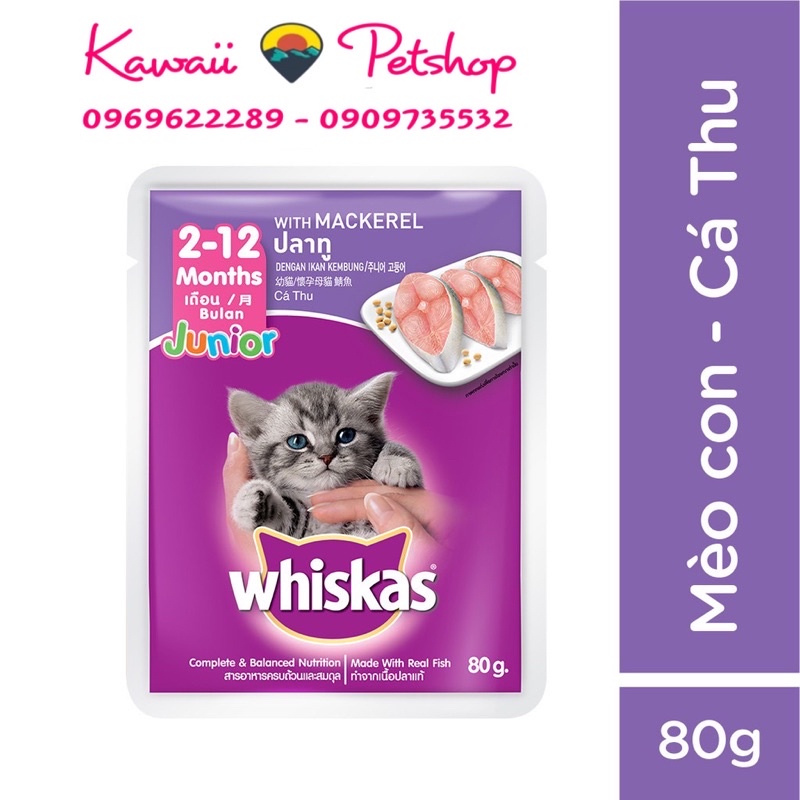 PATE Whiskas cho mèo gói 80gr