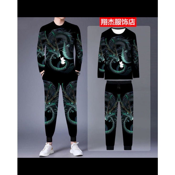 Set áo thun tay dài và quần dài thiết kế mới cho nam